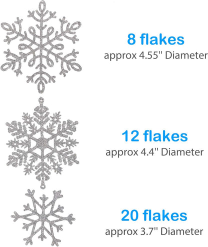 Frosty Bling Kit – Sparkle Up Your Winter Wonderland I 40Pcs Silver Glitter Snowflake